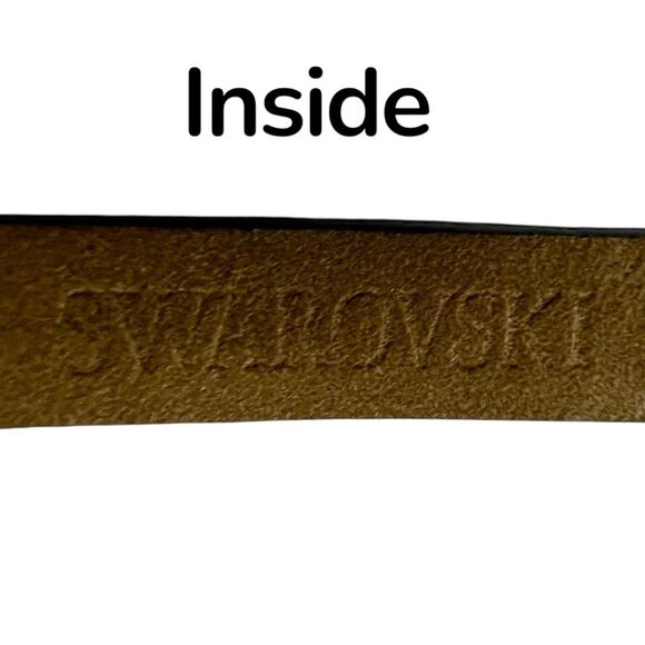 RARE Swarovski Disney Bracelet With “ I (Heart) Mickey”. Black Leather Band. main image 4